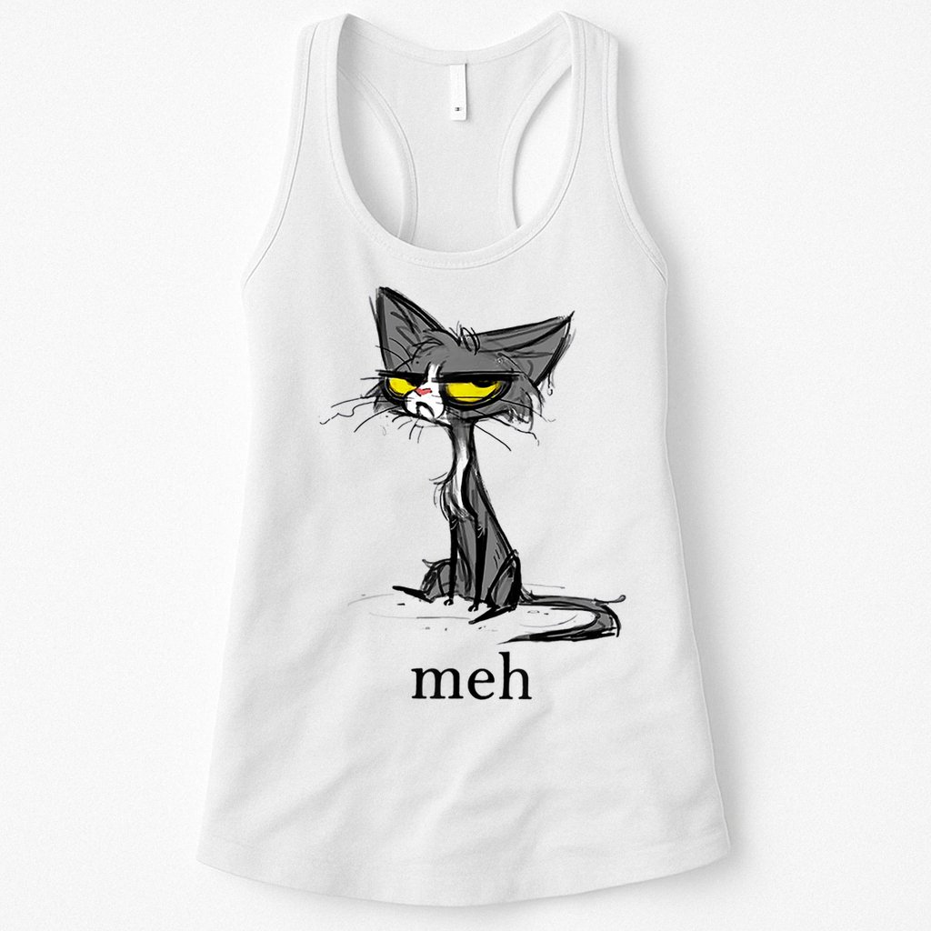 Funny Meh Cat Gift For Cat Lovers Womens Tank Top