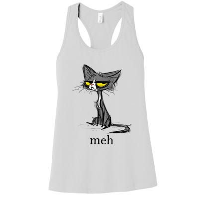 Funny Meh Cat Gift For Cat Lovers Women's Racerback Tank