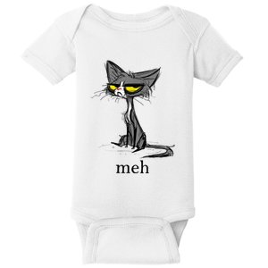 Funny Meh Cat Gift For Cat Lovers Baby Bodysuit