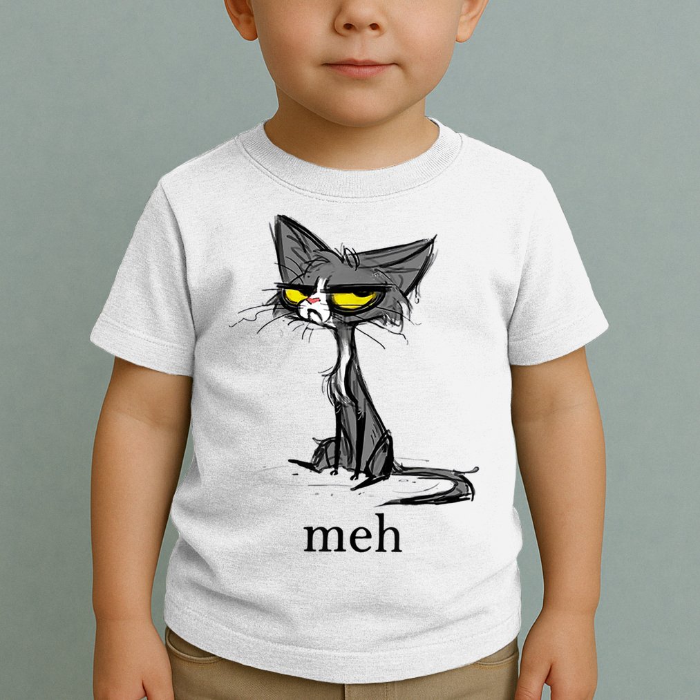 Funny Meh Cat Gift For Cat Lovers Toddler T-Shirt