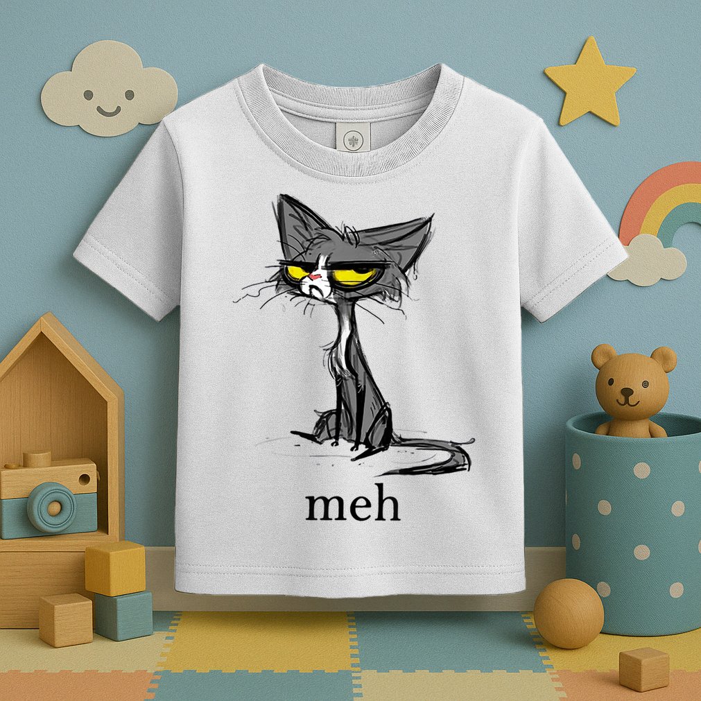 Funny Meh Cat Gift For Cat Lovers Toddler T-Shirt
