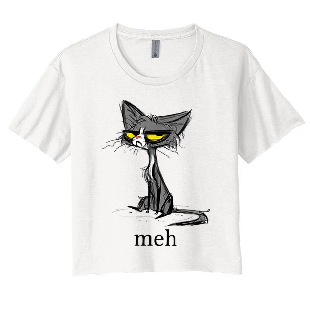 Funny Meh Cat Gift For Cat Lovers Crop Top