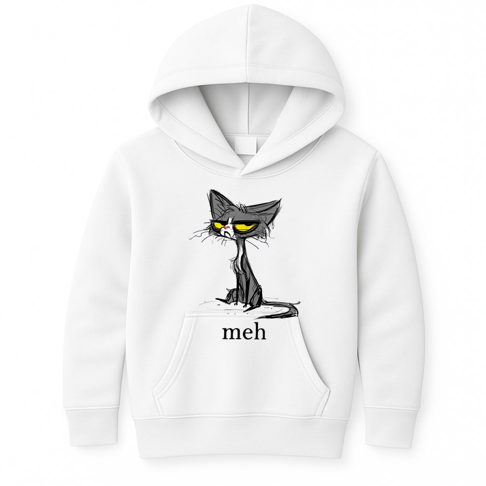 Funny Meh Cat Gift For Cat Lovers Kids Hoodie