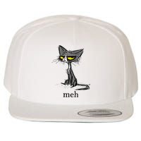 Funny Meh Cat Gift For Cat Lovers Wool Snapback Cap
