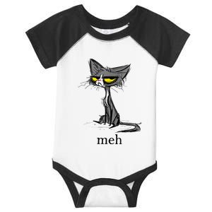 Funny Meh Cat Gift For Cat Lovers Infant Baby Jersey Bodysuit