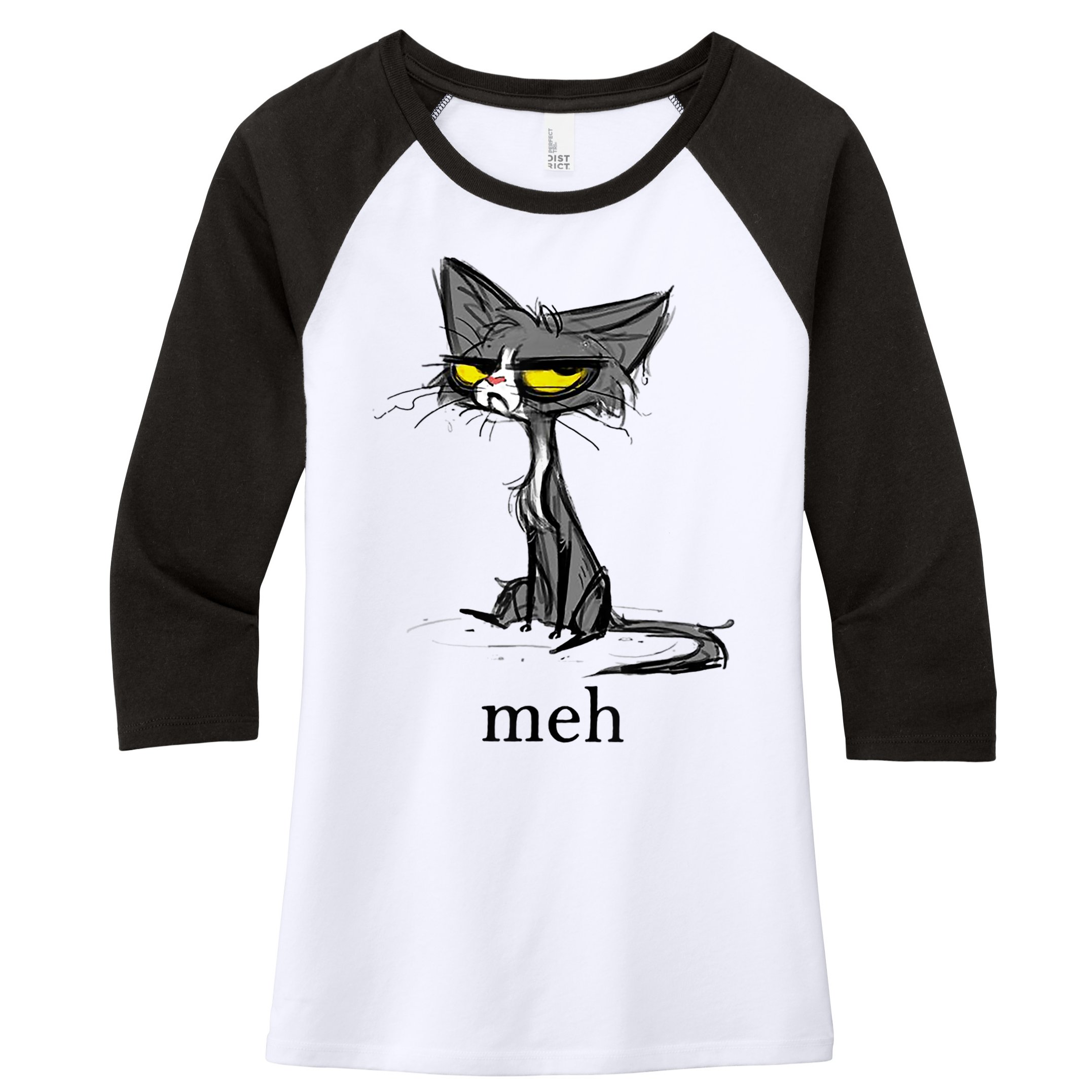 Funny Meh Cat Gift For Cat Lovers Women's Tri-Blend 3/4-Sleeve Raglan Shirt
