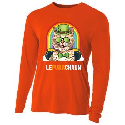 Funny Munchkin Cat Lepurrchaun St Patricks Day Gift Cooling Performance Long Sleeve Crew