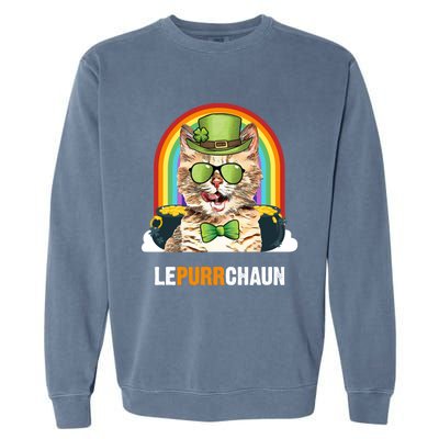 Funny Munchkin Cat Lepurrchaun St Patricks Day Gift Garment-Dyed Sweatshirt