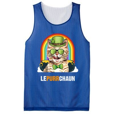 Funny Munchkin Cat Lepurrchaun St Patricks Day Gift Mesh Reversible Basketball Jersey Tank