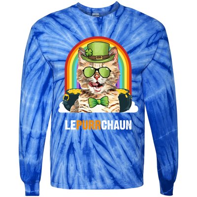 Funny Munchkin Cat Lepurrchaun St Patricks Day Gift Tie-Dye Long Sleeve Shirt