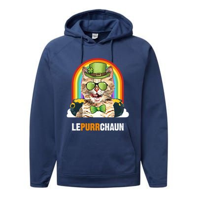 Funny Munchkin Cat Lepurrchaun St Patricks Day Gift Performance Fleece Hoodie