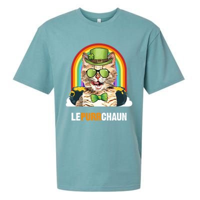 Funny Munchkin Cat Lepurrchaun St Patricks Day Gift Sueded Cloud Jersey T-Shirt