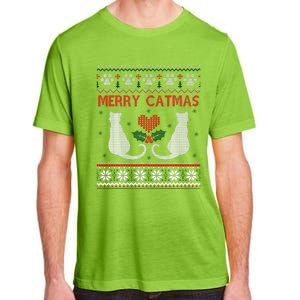 Funny Merry Catmas Ugly Christmas Adult ChromaSoft Performance T-Shirt