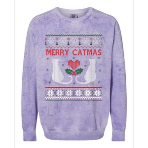 Funny Merry Catmas Ugly Christmas Colorblast Crewneck Sweatshirt