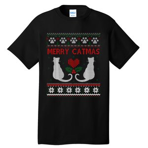 Funny Merry Catmas Ugly Christmas Tall T-Shirt