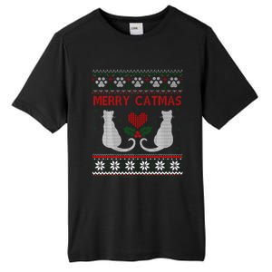 Funny Merry Catmas Ugly Christmas Tall Fusion ChromaSoft Performance T-Shirt