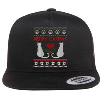 Funny Merry Catmas Ugly Christmas Flat Bill Trucker Hat