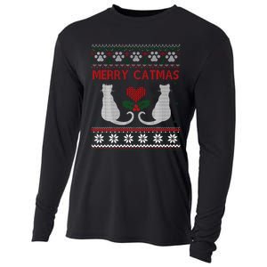 Funny Merry Catmas Ugly Christmas Cooling Performance Long Sleeve Crew