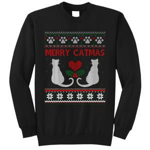 Funny Merry Catmas Ugly Christmas Tall Sweatshirt