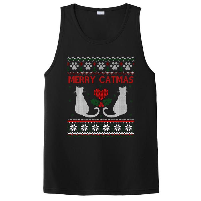 Funny Merry Catmas Ugly Christmas PosiCharge Competitor Tank