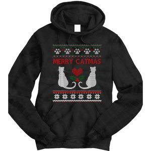 Funny Merry Catmas Ugly Christmas Tie Dye Hoodie