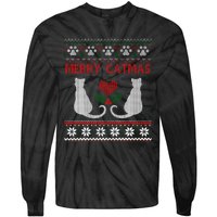 Funny Merry Catmas Ugly Christmas Tie-Dye Long Sleeve Shirt