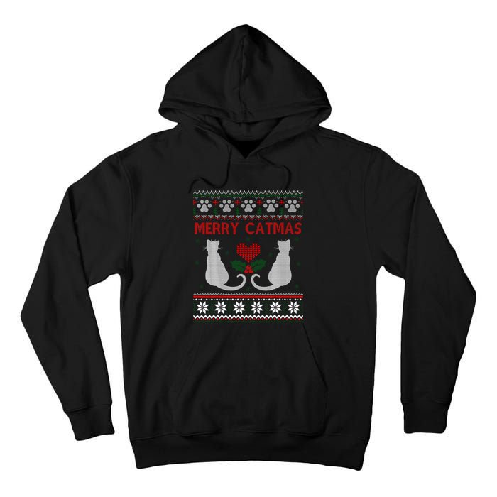 Funny Merry Catmas Ugly Christmas Tall Hoodie