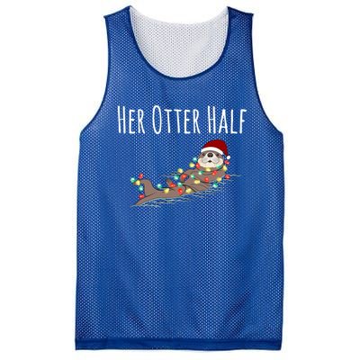 Funny Matching Couple His And Her Otter Half Ugly Christmas Gift Mesh Reversible Basketball Jersey Tank