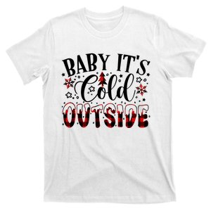 Funny Merry Christmas Baby ItS Cold Outside Buffalo Plaid T-Shirt