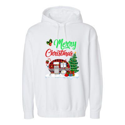 Funny Matching Camping Lighting Santa Camper RV ChristmasGift Garment-Dyed Fleece Hoodie