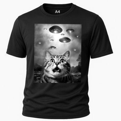 Funny Meme Cat Selfie With Alien Ufos Funny Cat Lovers Aliens Ufo Performance Shirt