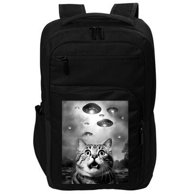 Funny Meme Cat Selfie With Alien Ufos Funny Cat Lovers Aliens Ufo Impact Tech Backpack