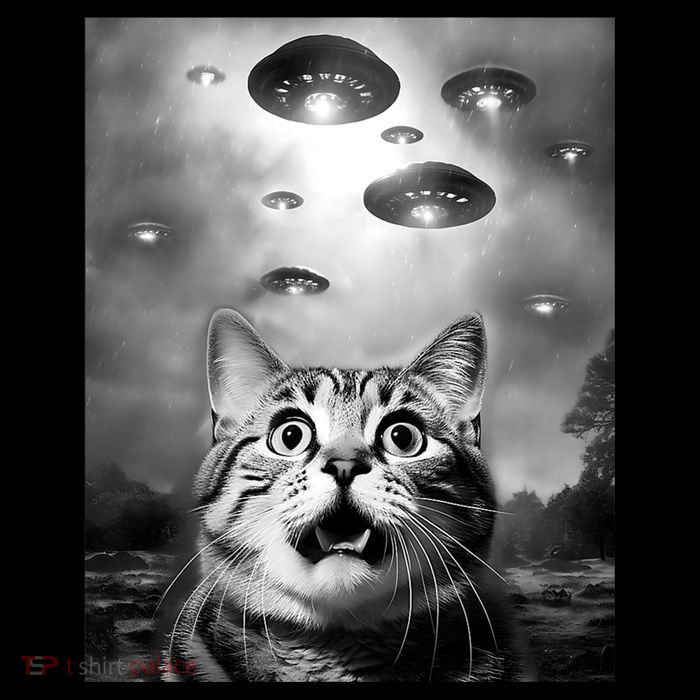 Funny Meme Cat Selfie With Alien Ufos Funny Cat Lovers Aliens Ufo 7-Panel Snapback Hat