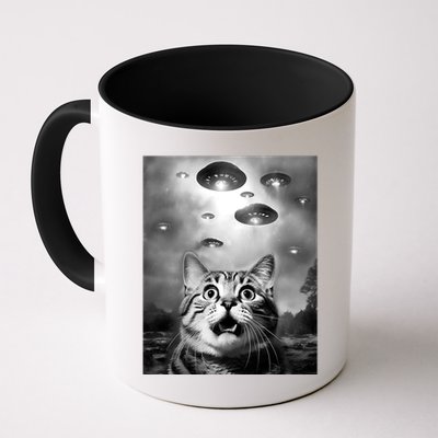 Funny Meme Cat Selfie With Alien Ufos Funny Cat Lovers Aliens Ufo Mug