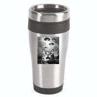 Funny Meme Cat Selfie With Alien Ufos Funny Cat Lovers Aliens Ufo 16oz Travel Tumbler