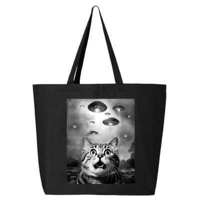 Funny Meme Cat Selfie With Alien Ufos Funny Cat Lovers Aliens Ufo 25L Jumbo Tote