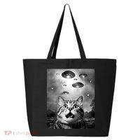 Funny Meme Cat Selfie With Alien Ufos Funny Cat Lovers Aliens Ufo 25L Jumbo Tote