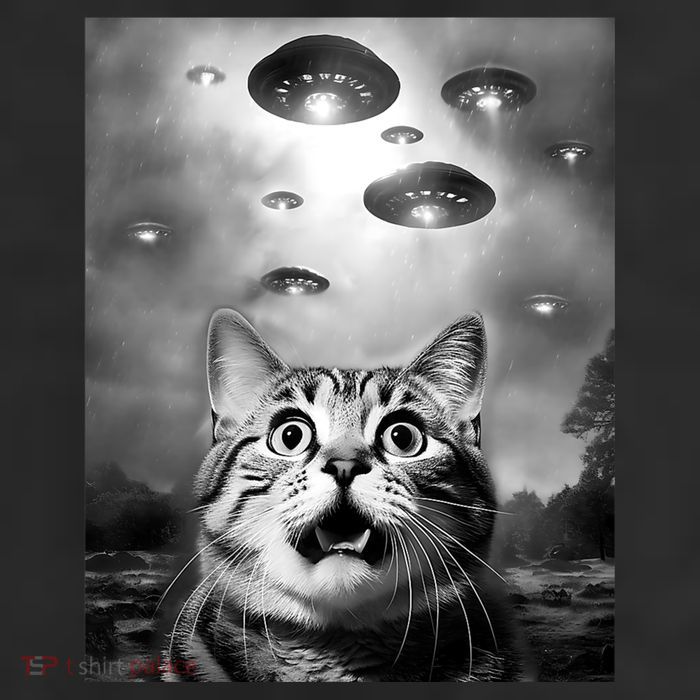 Funny Meme Cat Selfie With Alien Ufos Funny Cat Lovers Aliens Ufo 25L Jumbo Tote