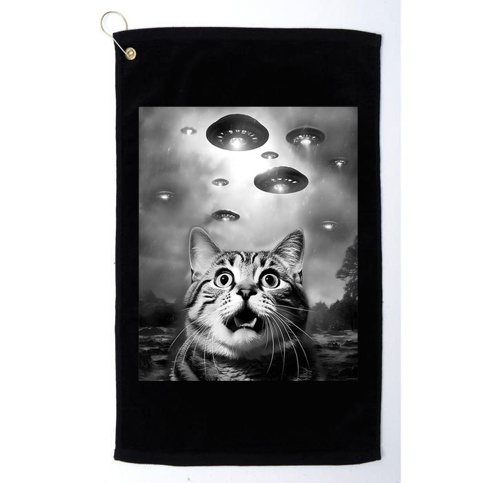 Funny Meme Cat Selfie With Alien Ufos Funny Cat Lovers Aliens Ufo Golf Towel