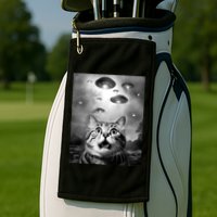 Funny Meme Cat Selfie With Alien Ufos Funny Cat Lovers Aliens Ufo Golf Towel