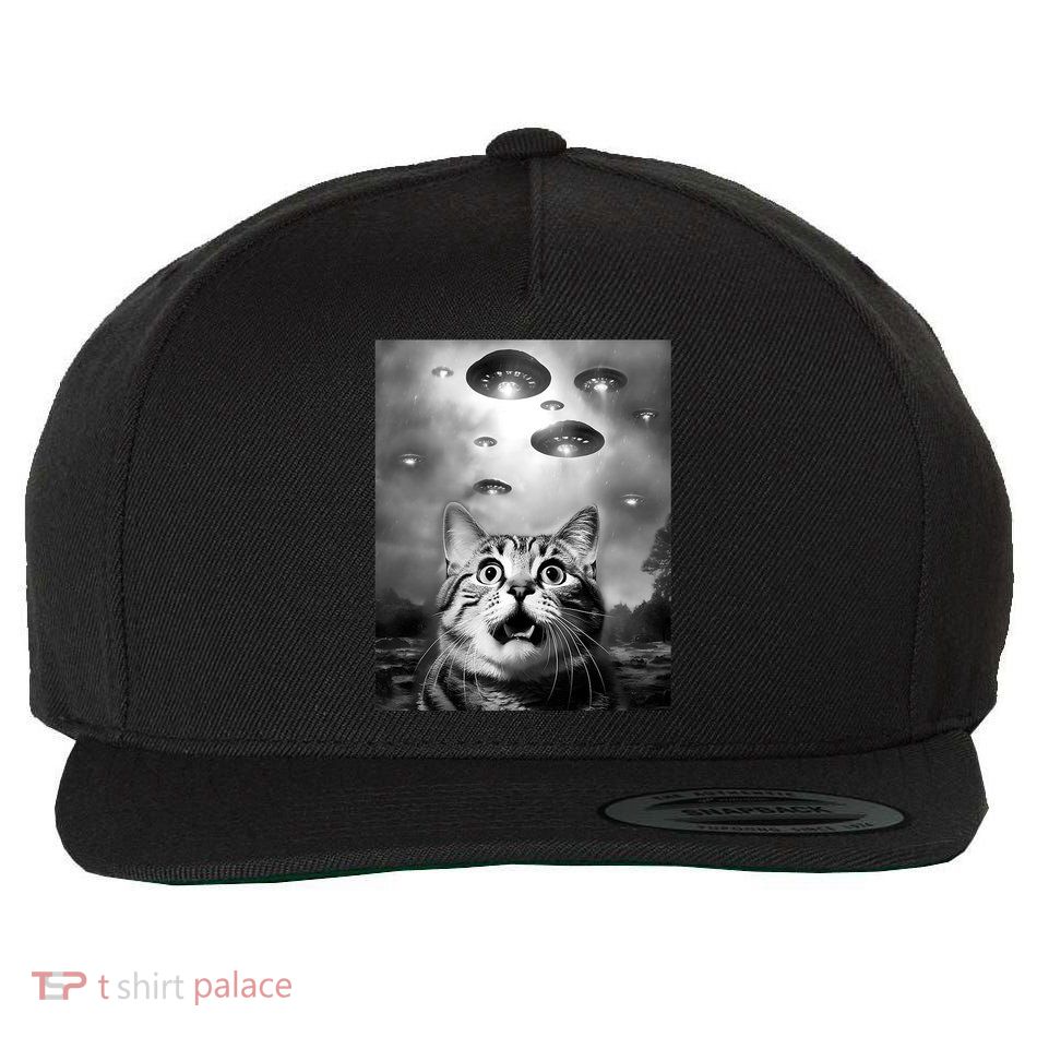 Funny Meme Cat Selfie With Alien Ufos Funny Cat Lovers Aliens Ufo Wool Snapback Cap