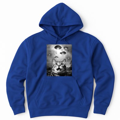 Funny Meme Cat Selfie With Alien Ufos Funny Cat Lovers Aliens Ufo Hoodie