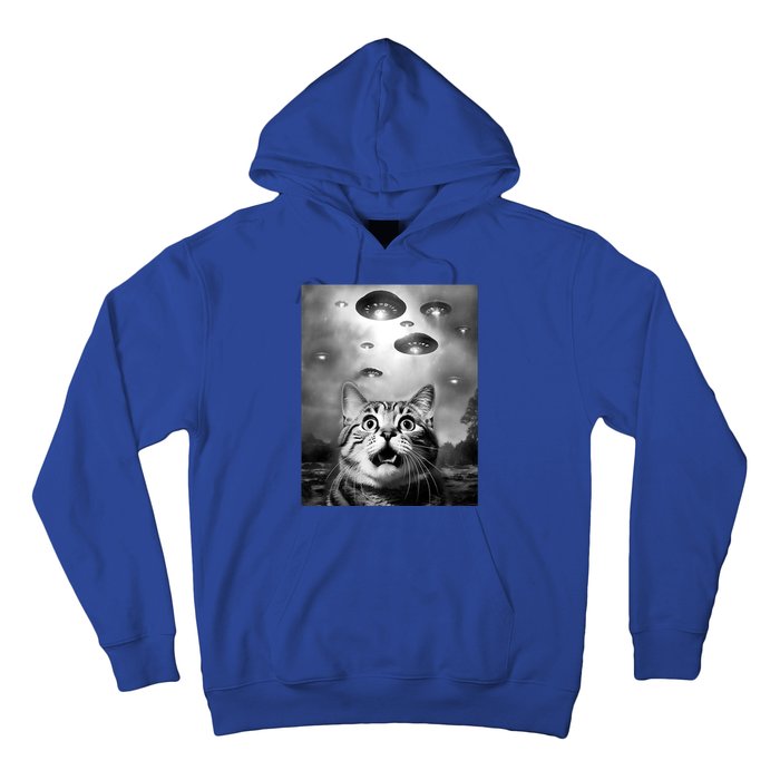 Funny Meme Cat Selfie With Alien Ufos Funny Cat Lovers Aliens Ufo Hoodie