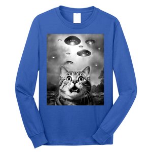 Funny Meme Cat Selfie With Alien Ufos Funny Cat Lovers Aliens Ufo Long Sleeve Shirt