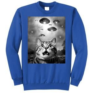 Funny Meme Cat Selfie With Alien Ufos Funny Cat Lovers Aliens Ufo Sweatshirt