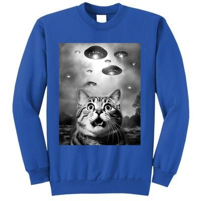 Funny Meme Cat Selfie With Alien Ufos Funny Cat Lovers Aliens Ufo Sweatshirt