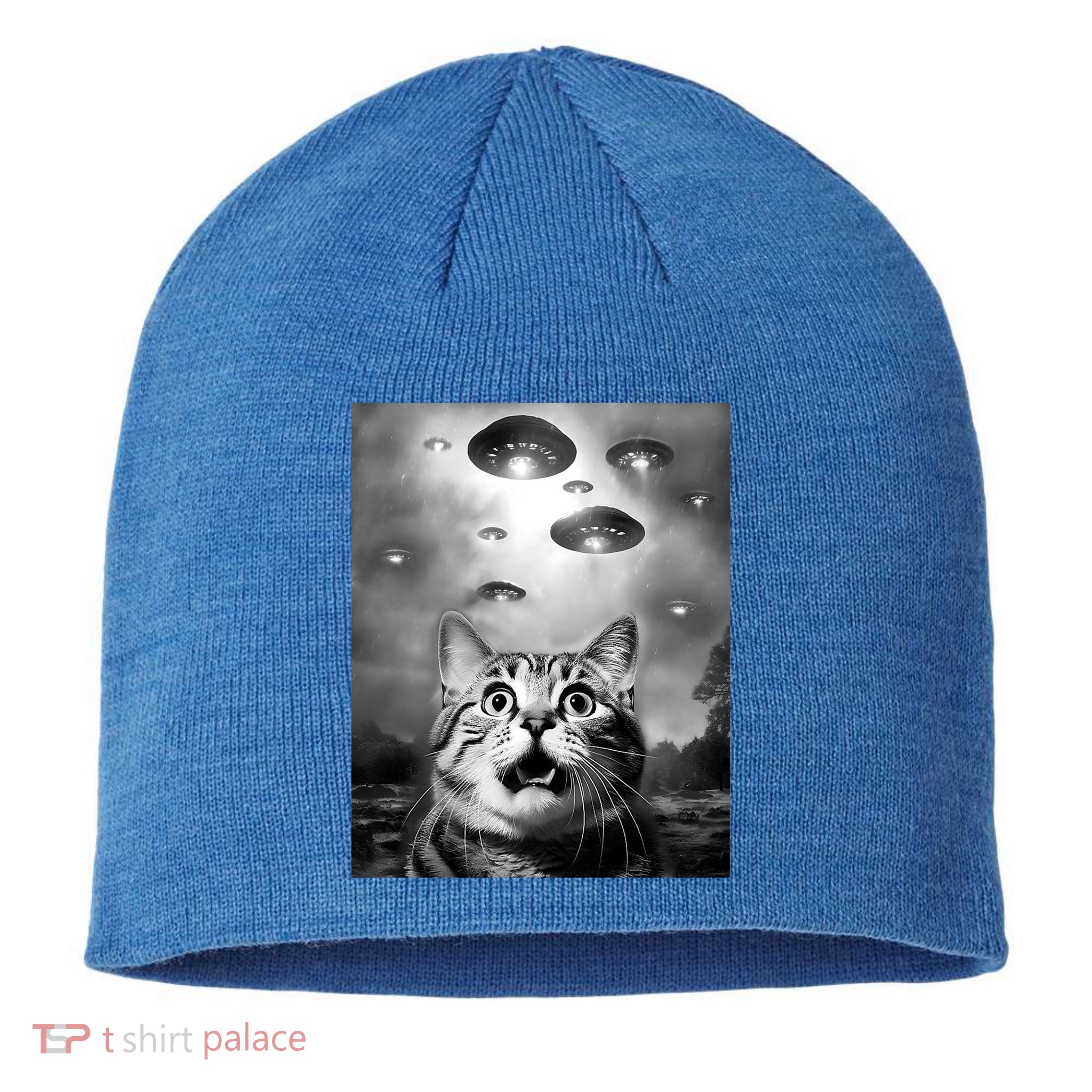 Funny Meme Cat Selfie With Alien Ufos Funny Cat Lovers Aliens Ufo Sustainable Beanie