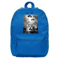 Funny Meme Cat Selfie With Alien Ufos Funny Cat Lovers Aliens Ufo 16 in Basic Backpack