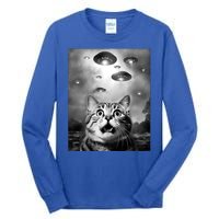 Funny Meme Cat Selfie With Alien Ufos Funny Cat Lovers Aliens Ufo Tall Long Sleeve T-Shirt