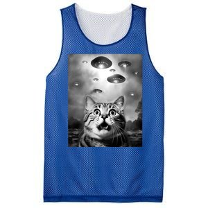 Funny Meme Cat Selfie With Alien Ufos Funny Cat Lovers Aliens Ufo Mesh Reversible Basketball Jersey Tank